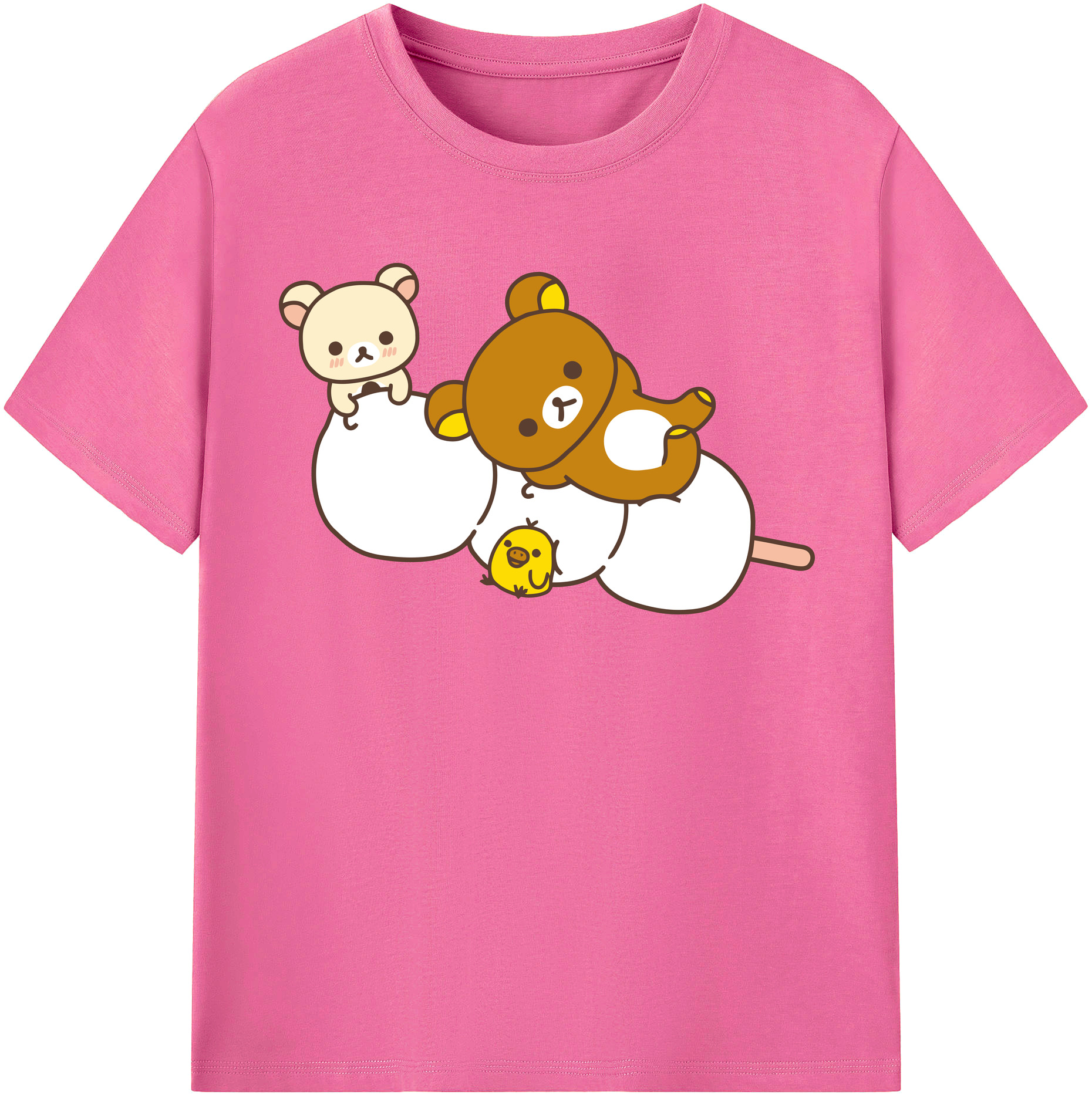（画像用） リラックマ リラックマ キイロイトリ Rilakkuma Korilakkuma Kiiroitori レディースカジュアルプリントTシャツ（綿100％）